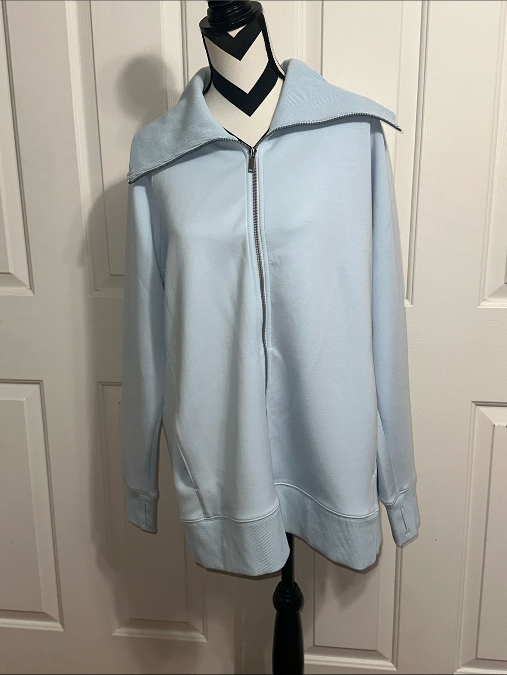 SPANX Air Essentials Light Blue Zip-Up Sweatshirt